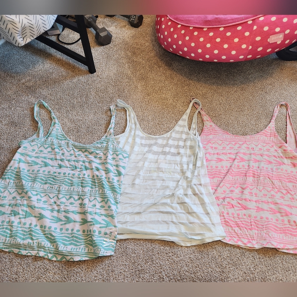 Victoria's Secret PINK Teal, White, and Pink Tank Tops